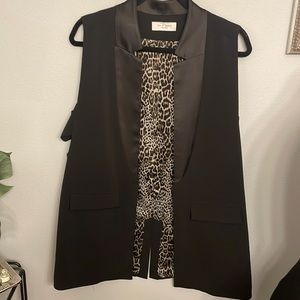 Lola & Sophie mixed media black tuxedo style jacket/vest Size large
